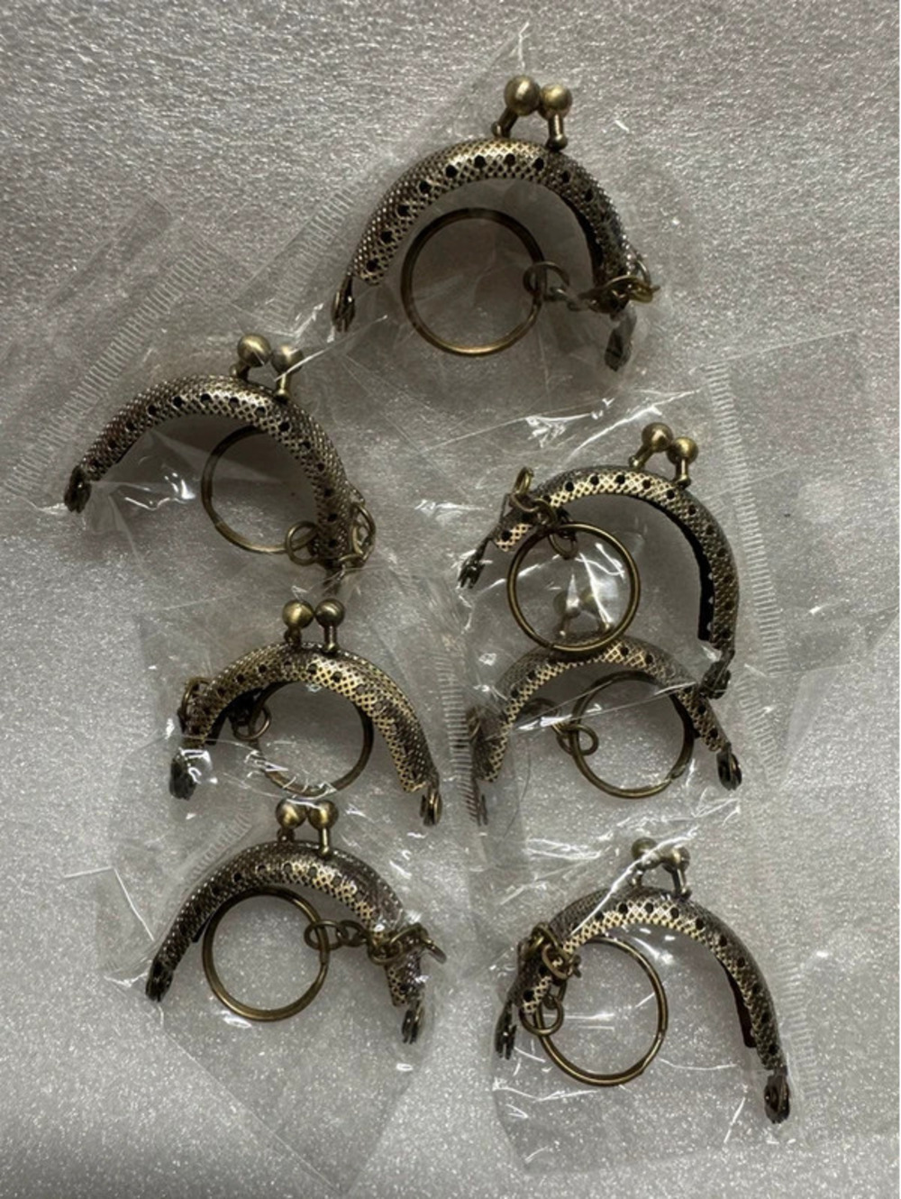 7 Bronze Metal Purse Frames with Keyrings